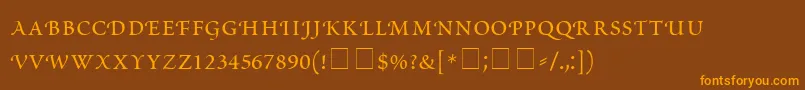 ScriptoriaSmallCapsSsi Font – Orange Fonts on Brown Background