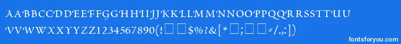 フォントScriptoriaSmallCapsSsi – 青い背景に白い文字