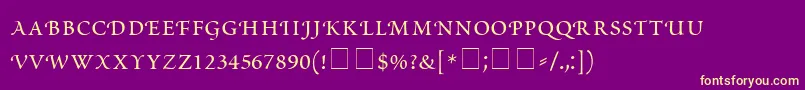 ScriptoriaSmallCapsSsi Font – Yellow Fonts on Purple Background