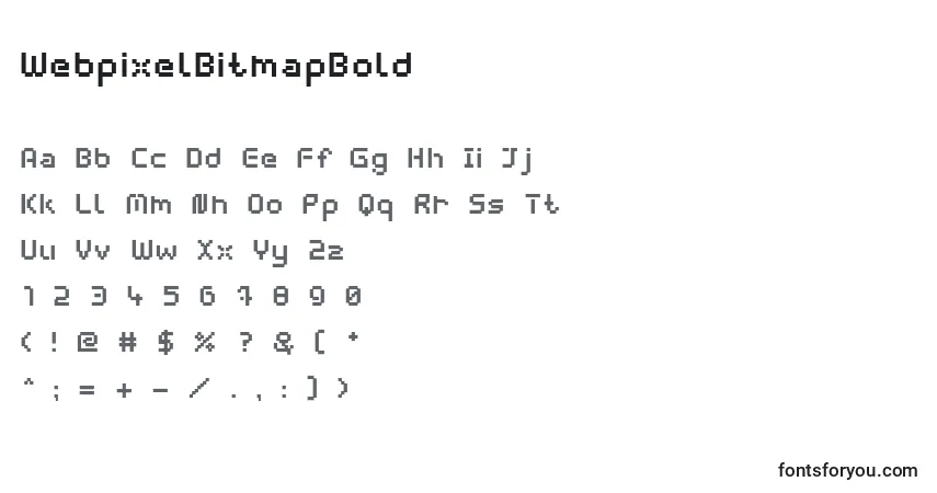 Czcionka WebpixelBitmapBold – alfabet, cyfry, specjalne znaki