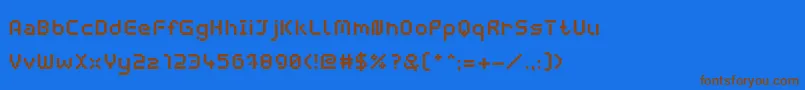 フォントWebpixelBitmapBold – 茶色の文字が青い背景にあります。