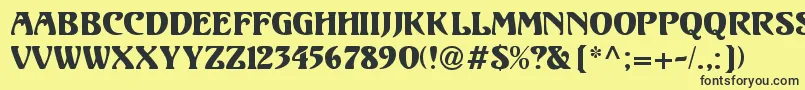 Czcionka UnicornRegular – czarne czcionki na żółtym tle