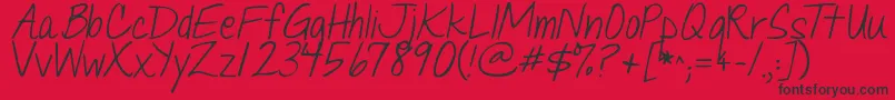 Fonte Jandaquicknote – fontes pretas em um fundo vermelho