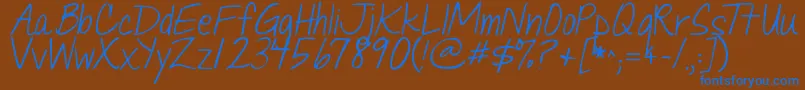 Jandaquicknote Font – Blue Fonts on Brown Background