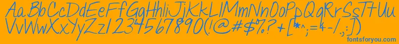 Jandaquicknote-Schriftart – Blaue Schriften auf orangefarbenem Hintergrund