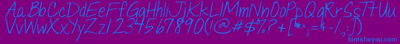 Jandaquicknote Font – Blue Fonts on Purple Background