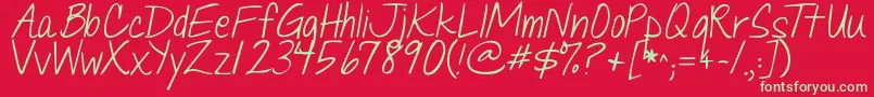 Jandaquicknote Font – Green Fonts on Red Background