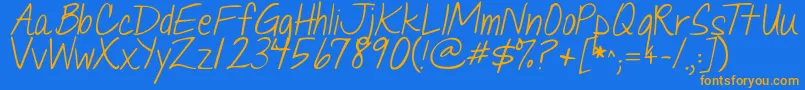 Jandaquicknote Font – Orange Fonts on Blue Background