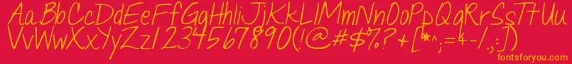 Jandaquicknote Font – Orange Fonts on Red Background