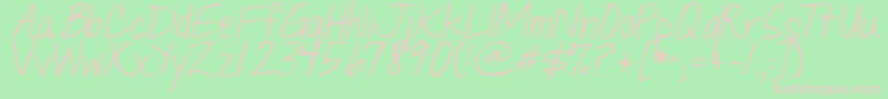 Jandaquicknote Font – Pink Fonts on Green Background