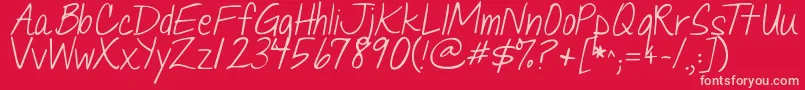 Jandaquicknote Font – Pink Fonts on Red Background