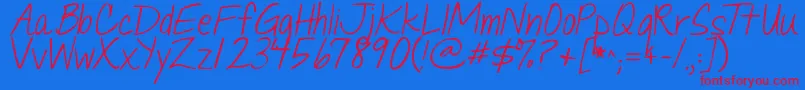 Jandaquicknote Font – Red Fonts on Blue Background