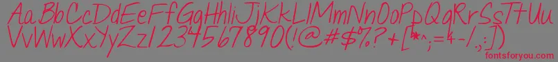 Jandaquicknote Font – Red Fonts on Gray Background
