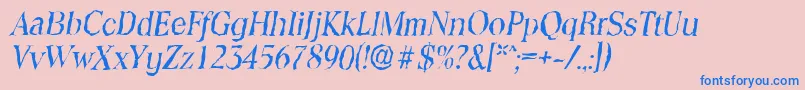 Fonte ToledorandomItalic – fontes azuis em um fundo rosa