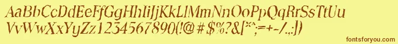 ToledorandomItalic-fontti – ruskeat fontit keltaisella taustalla