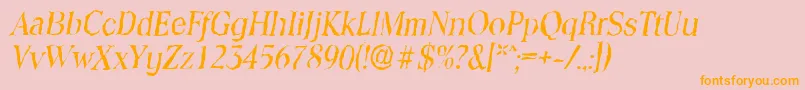 Police ToledorandomItalic – polices orange sur fond rose