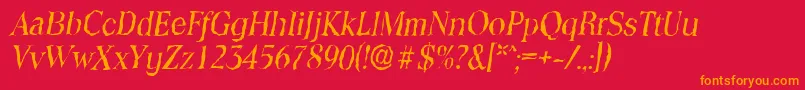 ToledorandomItalic Font – Orange Fonts on Red Background