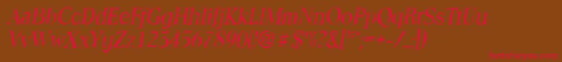 Czcionka ToledorandomItalic – czerwone czcionki na brązowym tle