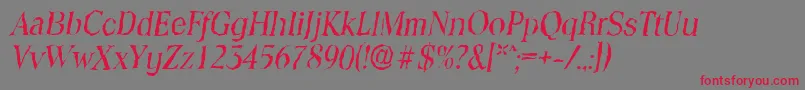 Fonte ToledorandomItalic – fontes vermelhas em um fundo cinza