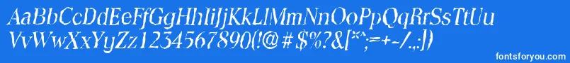 Шрифт ToledorandomItalic – белые шрифты на синем фоне