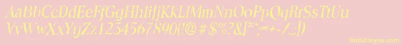 ToledorandomItalic Font – Yellow Fonts on Pink Background