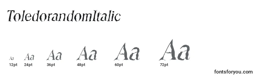 Размеры шрифта ToledorandomItalic
