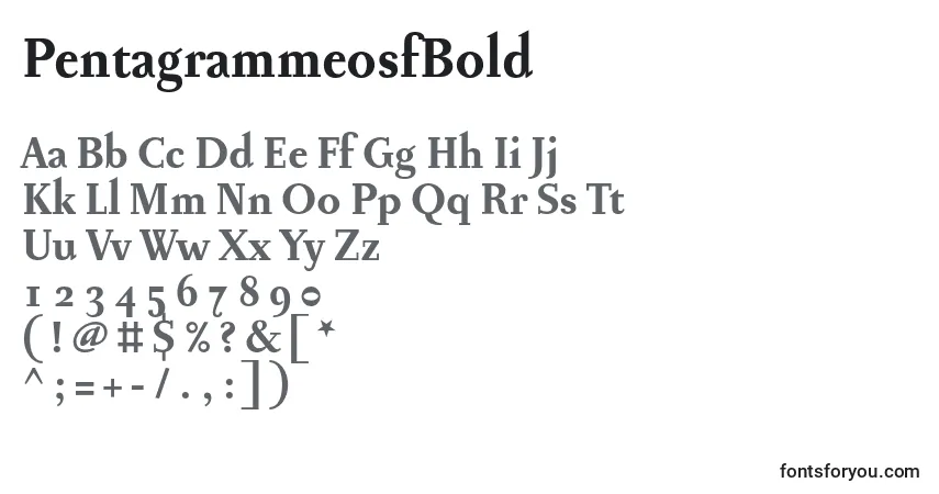 A fonte PentagrammeosfBold – alfabeto, números, caracteres especiais