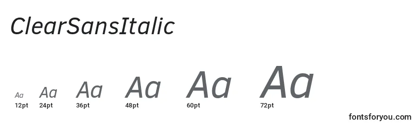 Размеры шрифта ClearSansItalic