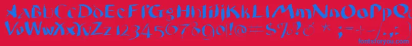 フォントWildquill – 赤い背景に青い文字