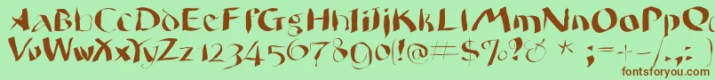 フォントWildquill – 緑の背景に茶色のフォント