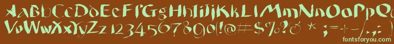 Wildquill-Schriftart – Grüne Schriften auf braunem Hintergrund