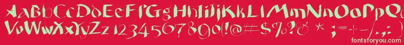 フォントWildquill – 赤い背景に緑の文字