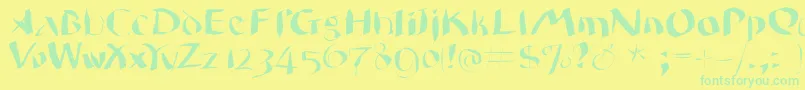 Wildquill Font – Green Fonts on Yellow Background