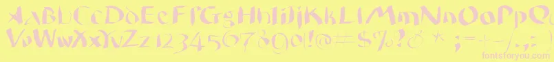 フォントWildquill – ピンクのフォント、黄色の背景