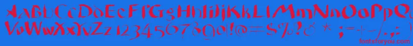 Wildquill Font – Red Fonts on Blue Background