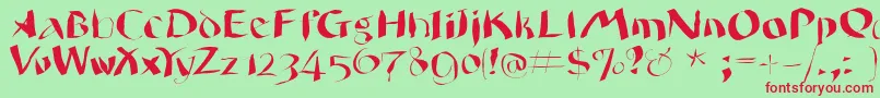フォントWildquill – 赤い文字の緑の背景
