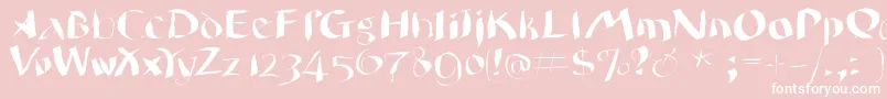 Fonte Wildquill – fontes brancas em um fundo rosa