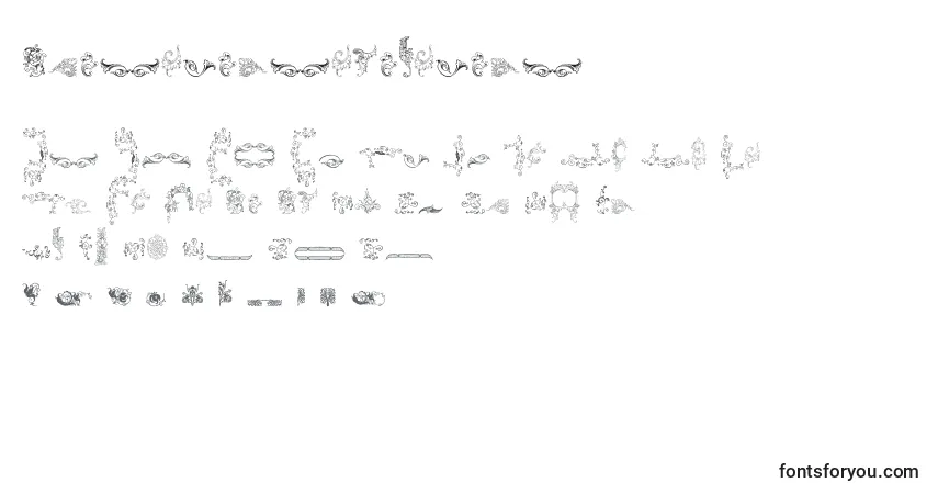 Schriftart Ornamentamonumenta – Alphabet, Zahlen, spezielle Symbole