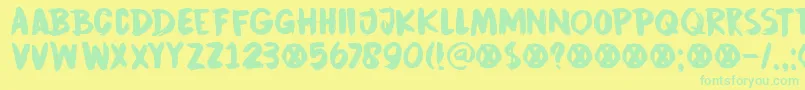 More about DkCinnabarBrush Font DkCinnabarBrush Font – Green Fonts on Yellow Background