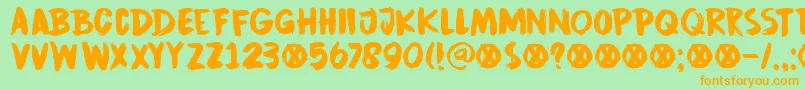 DkCinnabarBrush Font – Orange Fonts on Green Background