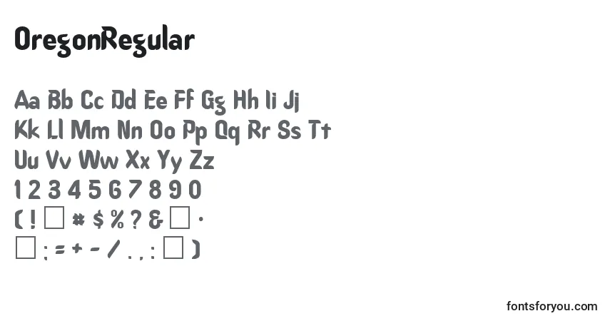 Police OregonRegular - Alphabet, Chiffres, Caractères Spéciaux