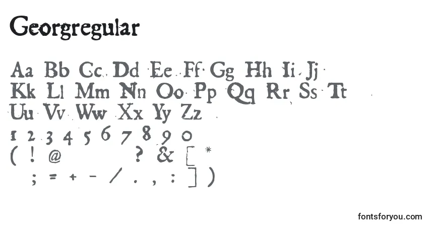 Czcionka Georgregular – alfabet, cyfry, specjalne znaki