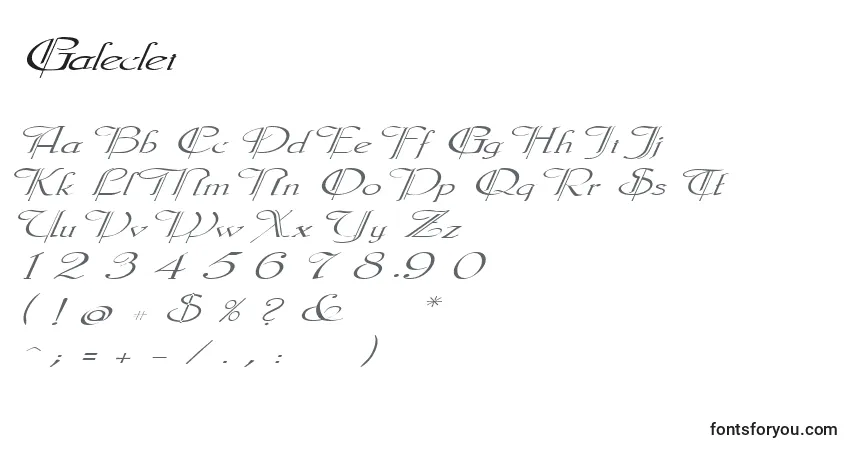 Czcionka Galeclei – alfabet, cyfry, specjalne znaki
