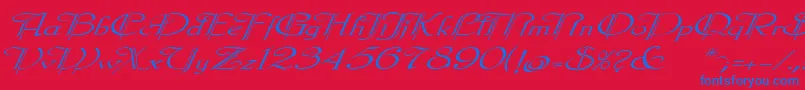 Galeclei-Schriftart – Blaue Schriften auf rotem Hintergrund