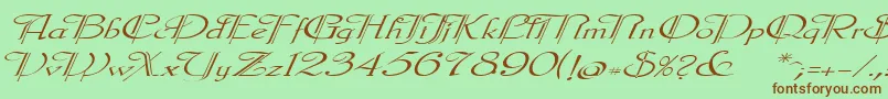 Galeclei-Schriftart – Braune Schriften auf grünem Hintergrund