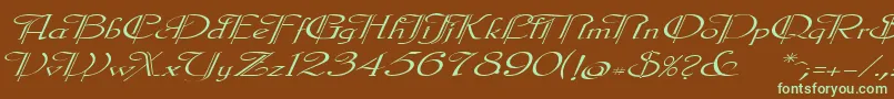 フォントGaleclei – 緑色の文字が茶色の背景にあります。