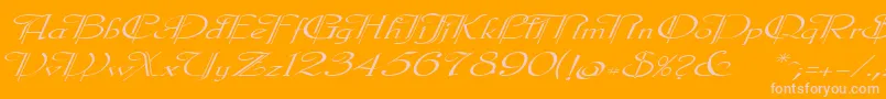 Galeclei-Schriftart – Rosa Schriften auf orangefarbenem Hintergrund