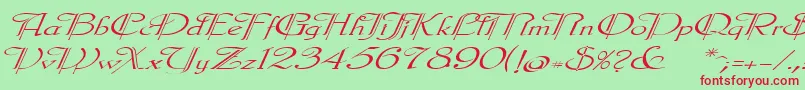 フォントGaleclei – 赤い文字の緑の背景