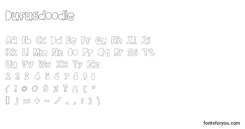 Czcionka Dufusdoodle – alfabet, cyfry, specjalne znaki