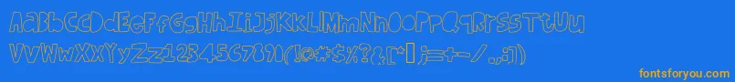 フォントDufusdoodle – オレンジ色の文字が青い背景にあります。